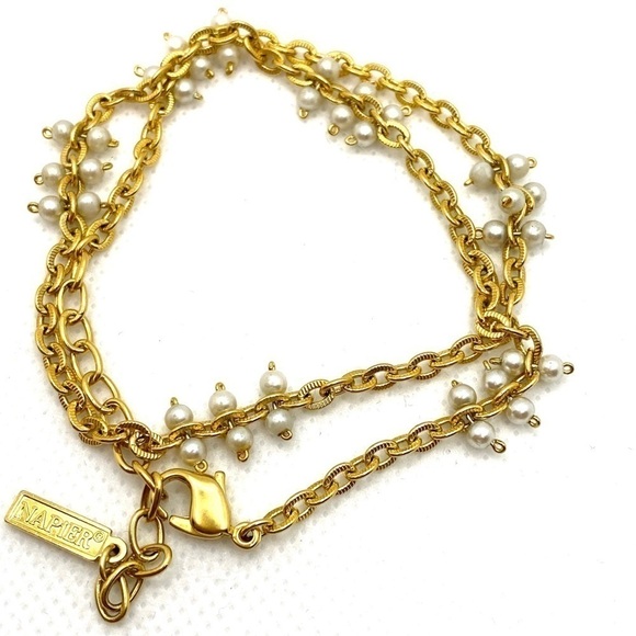 NAPIER Vintage Bracelet Gold Tone Faux Pearls 15” - Picture 8 of 8